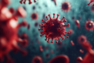 Virus bacteria cells hiv microbiology science illustration 3d rendering generative ai