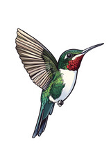 Obraz premium Birds of the Amazon, Hummingbird in the Forest, Art, Image, with Transparent Background PNG, for Stickers, T-Shirt Print, Cap, Mug, Flip Flops, Mousepad, Transparent PNG