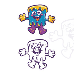 Cheerful Dripping Cartoon Mascot Logo for Kids-Friendly Branding