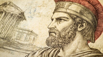 Pericles's Funeral Oration on the 1955 50 drachma currency from Greece. Pericles' well-known historical speech from the conclusion of the first year of the Peloponnesian War.
