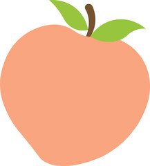 Peach vector illustration |  Peaches | Peach with leaf on white