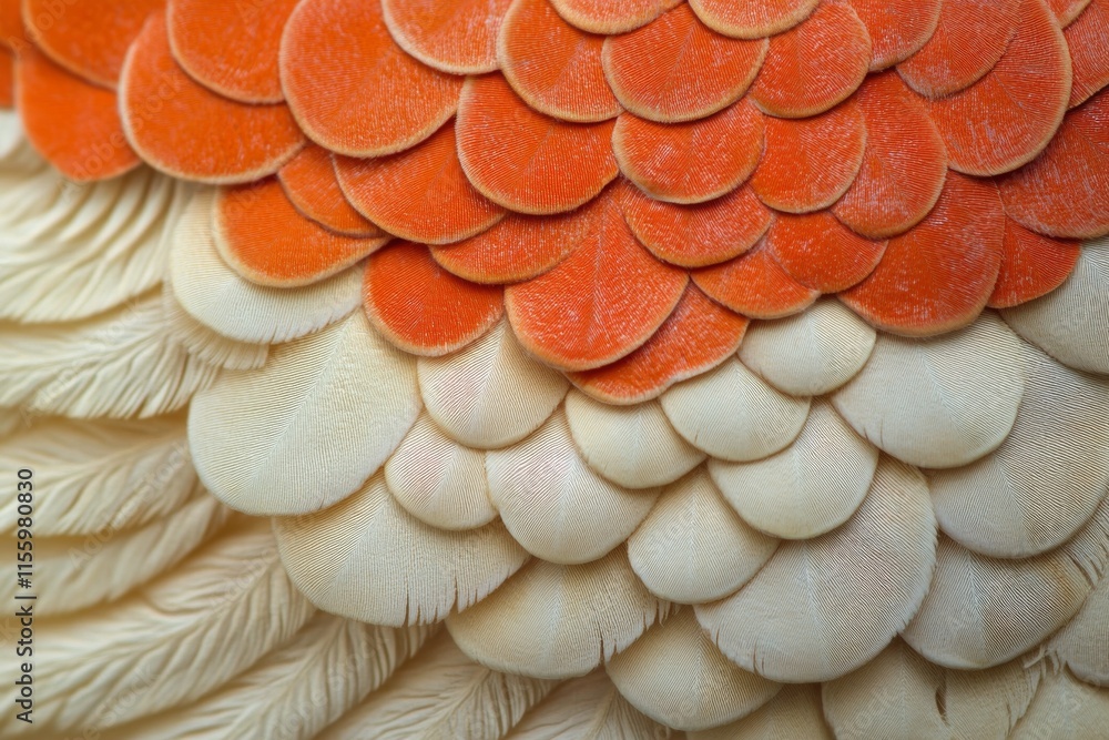 Aufkleber delicate orange and white feather patterns on a soft fabric background