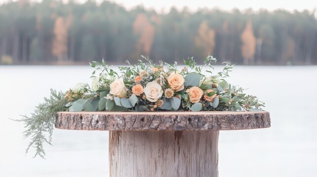 Rustic lakeside cabin elopement with floral decor for a charming spring wedding