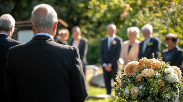 Simple and serene graveside service gathering in spring