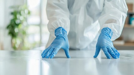 Spring cleaning and disinfecting in a conference room for a healthy workplace environment