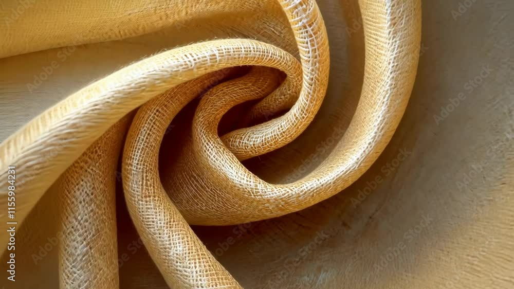 Aufkleber close-up view of golden fabric swirling in intricate patterns highlighting texture and elegance