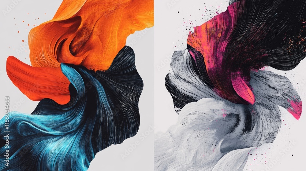 Poster dynamic abstract swirls of color art studio digital artwork contemporary close-up visual expression