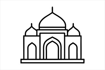 A mosque silhouette vector icon logo on white background.