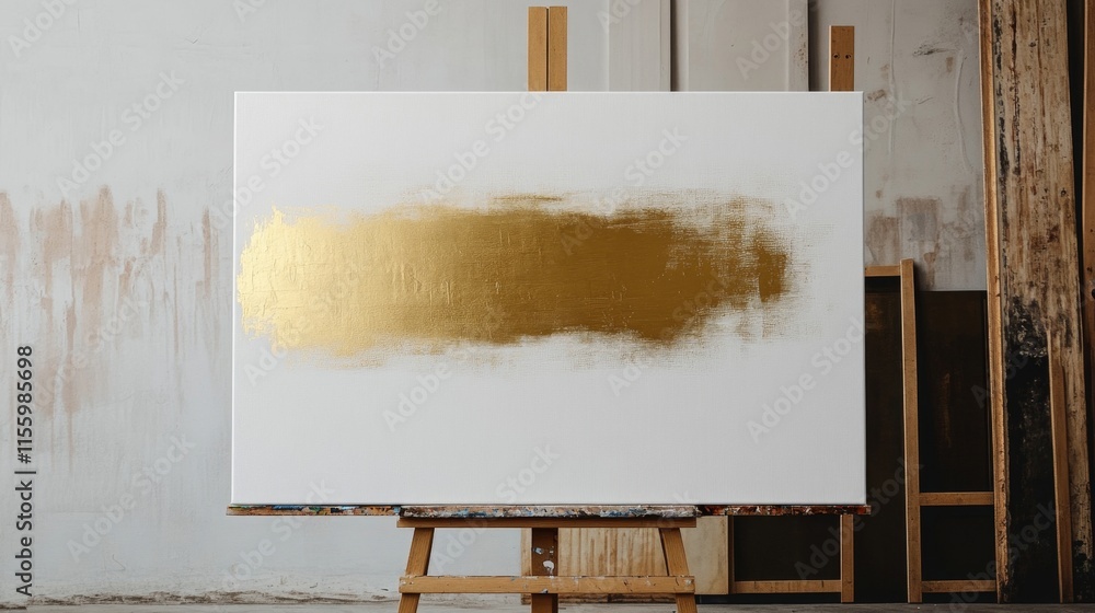 Poster artistic creation studio abstract painting minimalist environment close-up view modern expressionism