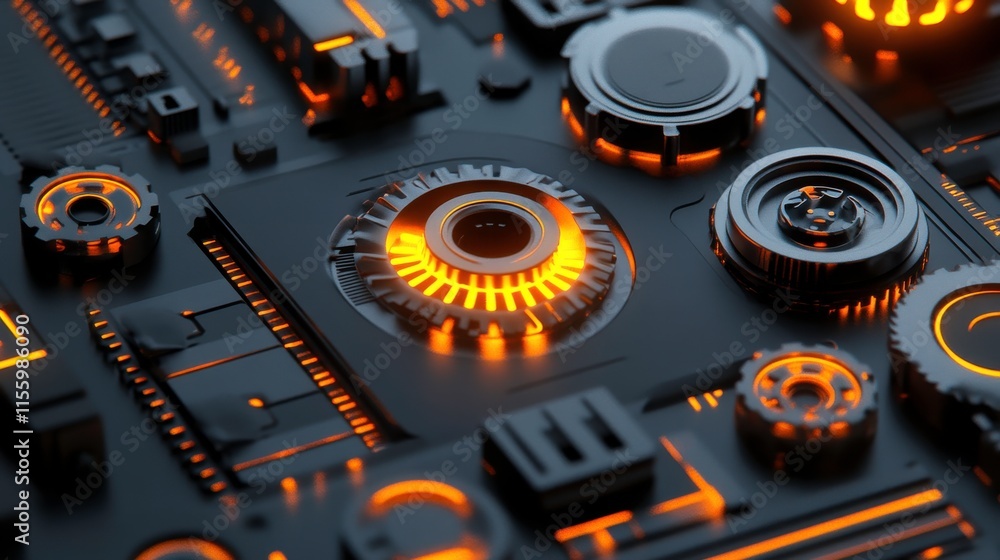 Poster realistic mechanical schematic with clean background