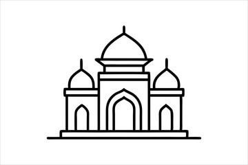 A mosque silhouette vector icon logo on white background.