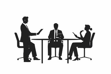 Business Meeting Silhouette: A minimalist silhouette of a business meeting, capturing the essence of collaboration, discussion, and strategic planning.
