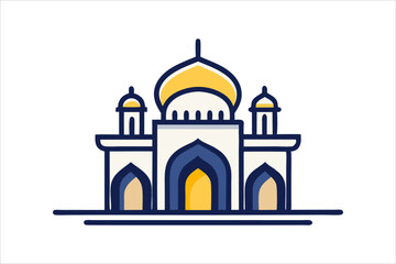 A mosque silhouette vector icon logo on white background.