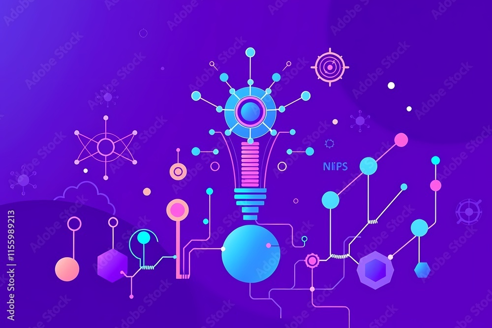 Aufkleber abstract lightbulb: a vibrant abstract representation of a lightbulb with a complex network of inter