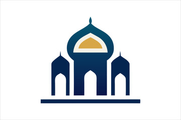 A mosque silhouette vector icon logo on white background.