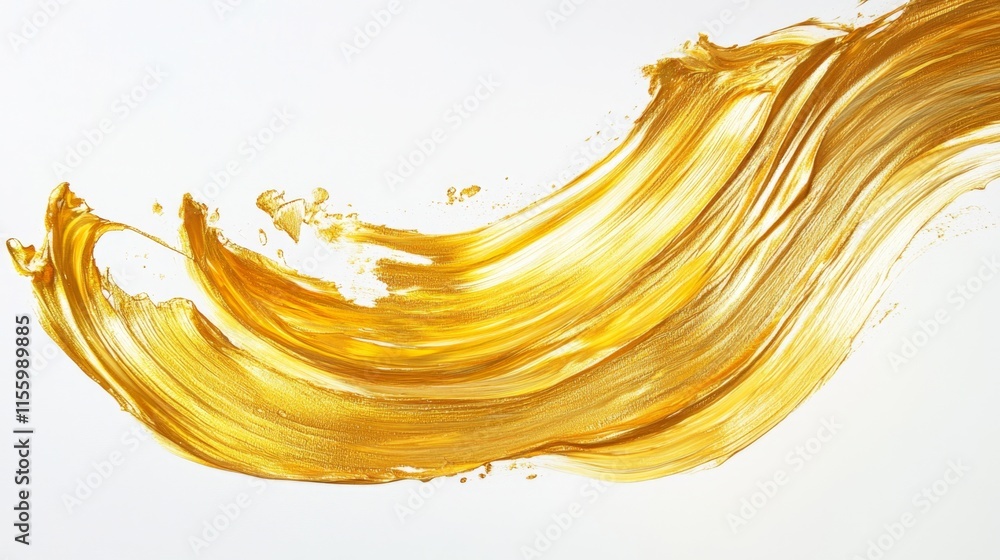 Poster dynamic golden paint stroke art studio abstract artwork bright environment close-up view artistic ex