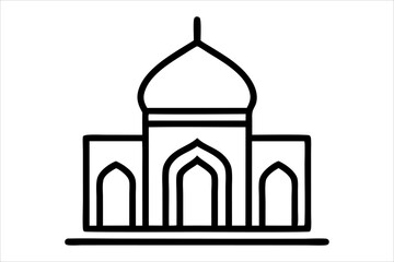 A mosque silhouette vector icon logo on white background.