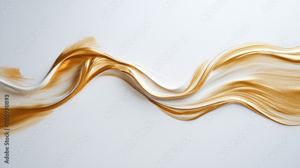 Poster dynamic flow of golden waves artistic studio abstract design minimalist setting aesthetic viewpoint 