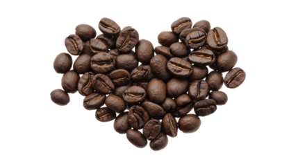 Heart shaped coffee beans arrangement for spring and love themes