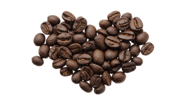 Heart shaped coffee beans arrangement for spring and love themes