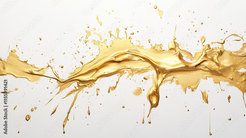 Aufkleber dynamic gold paint splash action studio setting abstract art vibrant environment close-up view creat