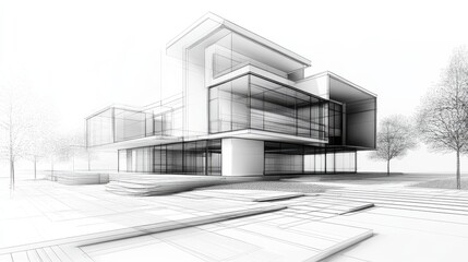 architect design working drawing sketch plans blueprints and making architectural construction model in architect studio