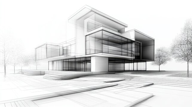 architect design working drawing sketch plans blueprints and making architectural construction model in architect studio