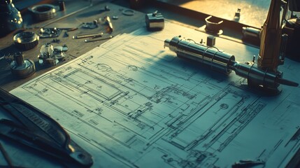 Precision in Shipbuilding: Intricate Details of Blueprints in Natural Light