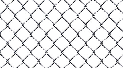  Steel chain link mesh fence pattern isolated on transparent background