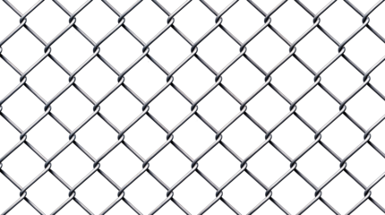  Steel chain link mesh fence pattern isolated on transparent background