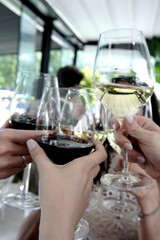 wine glasses toasting the day