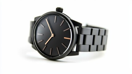 A stylish wristband watch with a modern design on a white isolated background