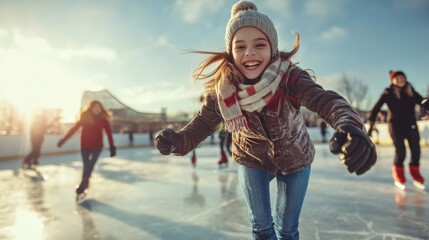 young people Enjoy Ice Skating Fun