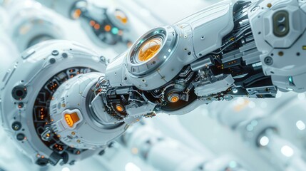Fototapeta premium Futuristic Robotic Arm: Close-up of Advanced Technology