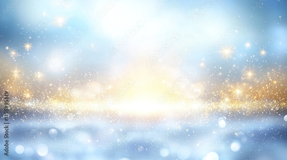 Poster sparkling winter background with glowing lights and bokeh.