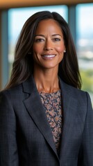 Fototapeta premium A woman in a business suit smiling at the camera