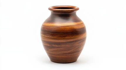 A beautiful hand-crafted ceramic vase on a white isolated background