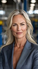 Obraz premium A woman in a business suit posing for a picture