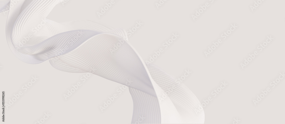 Poster white lines pattern giving a dynamic sense of movement. 3d rendering abstract wave background.