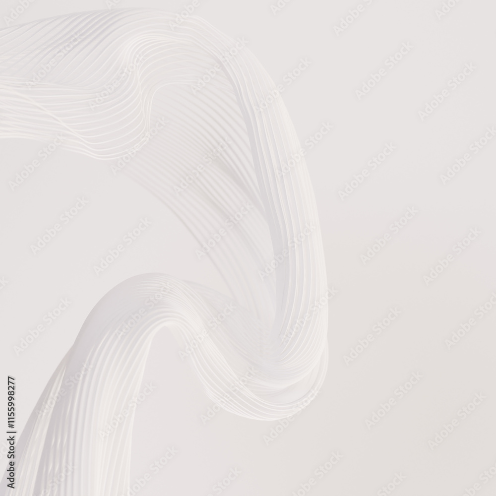 Fototapete white lines pattern giving a dynamic sense of movement. 3d rendering abstract wave background.