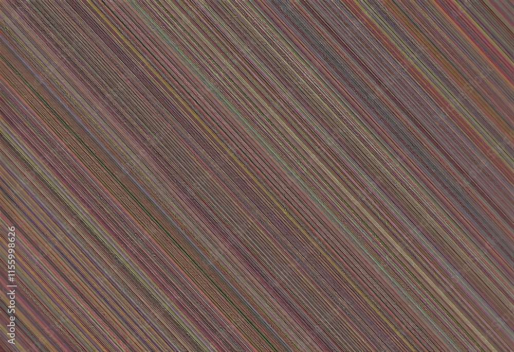 Poster diagonal striped pattern with thin multicolored lines on brown background. abstract geometric design