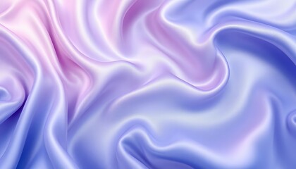 Obraz premium Smooth silky fabric with gentle waves and folds in purple and blue gradient colors. Luxurious textile background with soft flowing curves. Abstract design for fashion, beauty, wedding themes
