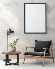 Stylish Home Decor: Wooden Picture Frame Mockup in Luxurious Living Room Setting