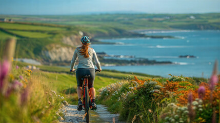 Ebike adventure on scenic coastal paths beautiful landscape outdoor activity relaxed view