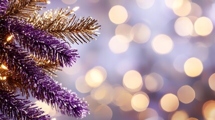 Obraz premium A close up of a purple and gold Christmas tree