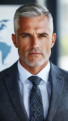 A man in a suit and tie looking at the camera