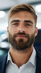 Fototapeta premium A man with a beard wearing a suit and shirt