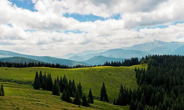 landscape in the mountains silhouettes of mountains, forest, travel, in green tones, travel, Carpathian mountains, hiking in the mountains, fav, drone