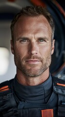 Obraz premium A man in a space suit is looking at the camera