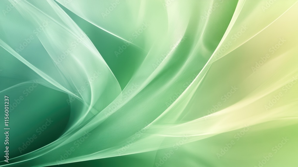 Poster abstract green and yellow flowing wave texture. soft and translucent layered design.